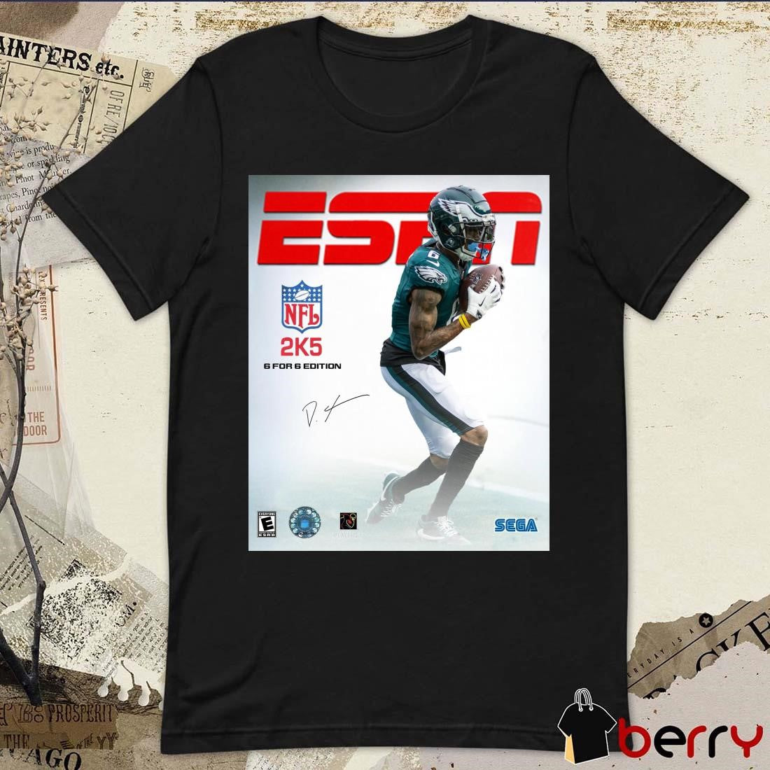 ESPN Philadelphia Eagles Football NFL 2k5 6 for 6 Edition DeVonta Smith Signature t-shirt