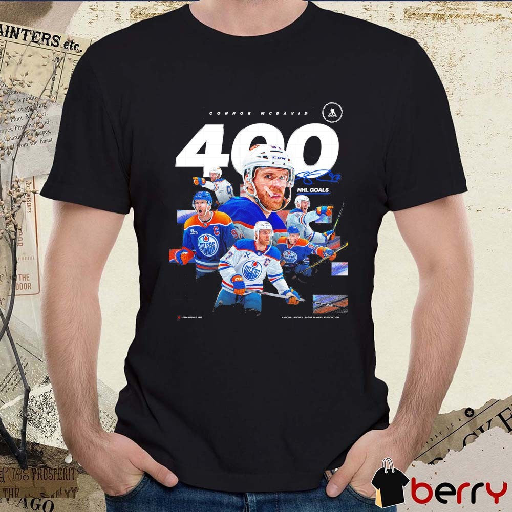 Edmonton Oilers Captain Connor Mcdavid Reaching 400 Career NHL Goals Signature t-shirt