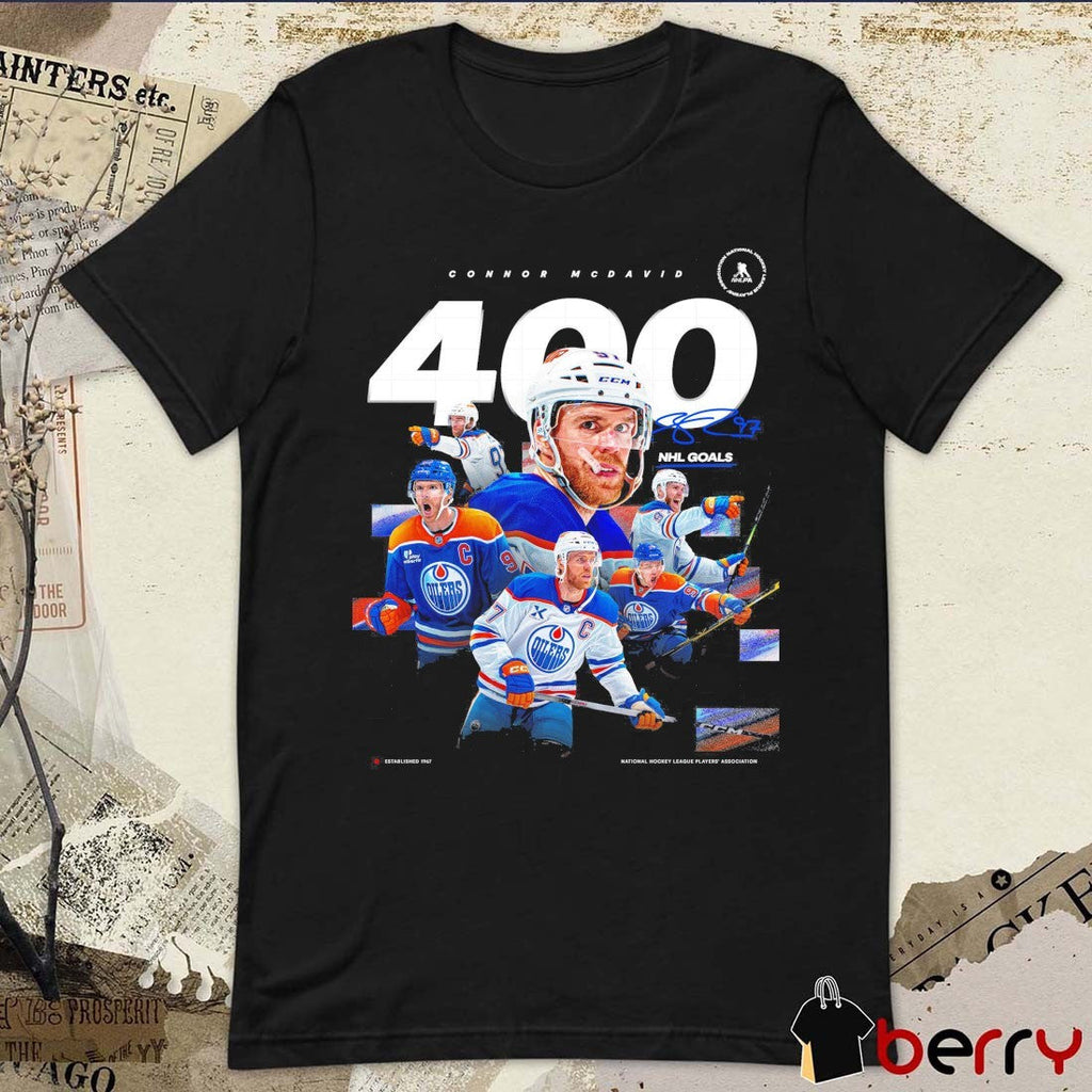 Edmonton Oilers Captain Connor Mcdavid Reaching 400 Career NHL Goals Signature t-shirt