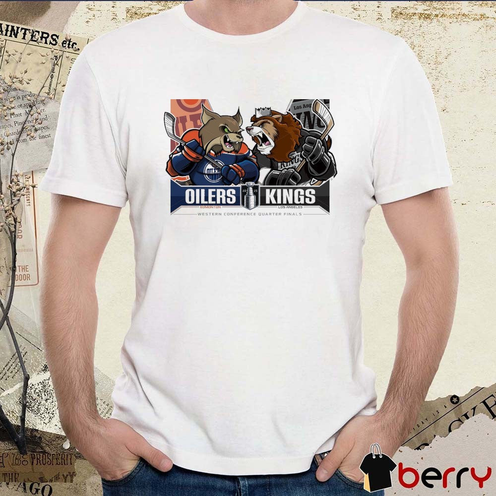 Edmonton Oilers Vs Los Angeles Kings 2025 Stanley Cup Playoffs Western Conference Quarter Finals Mascot t-shirt