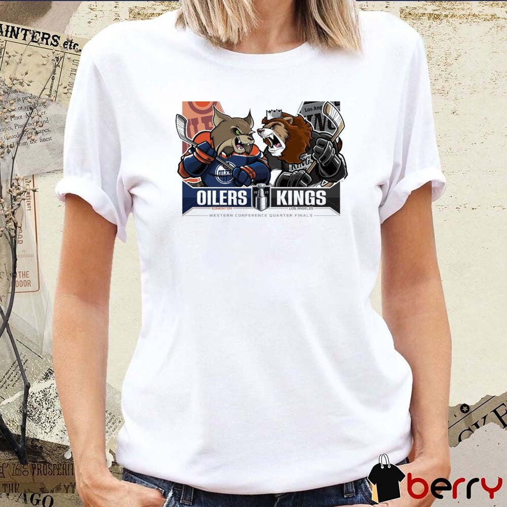 Edmonton Oilers Vs Los Angeles Kings 2025 Stanley Cup Playoffs Western Conference Quarter Finals Mascot t-shirt