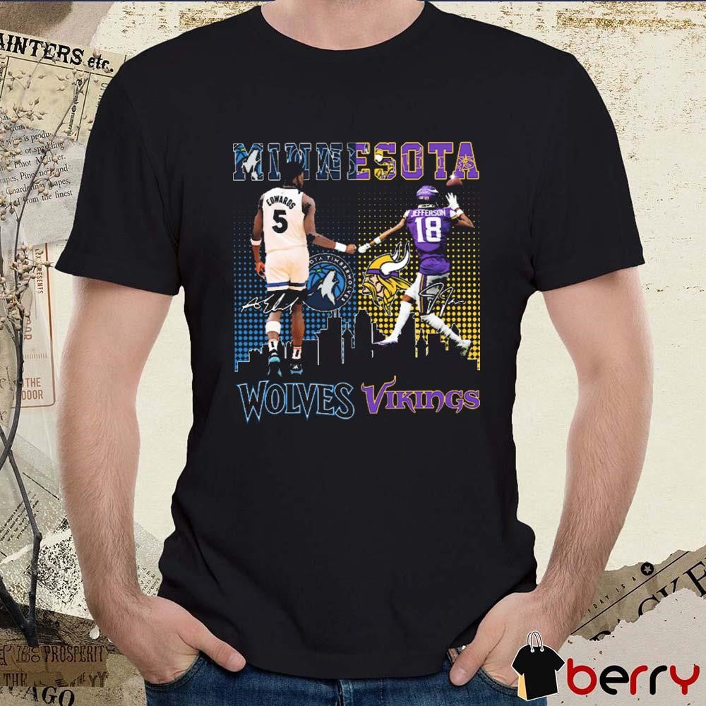 Edwards Minnesota Timberwolves x Jefferson Minnesota Vikings Signatures t-shirt