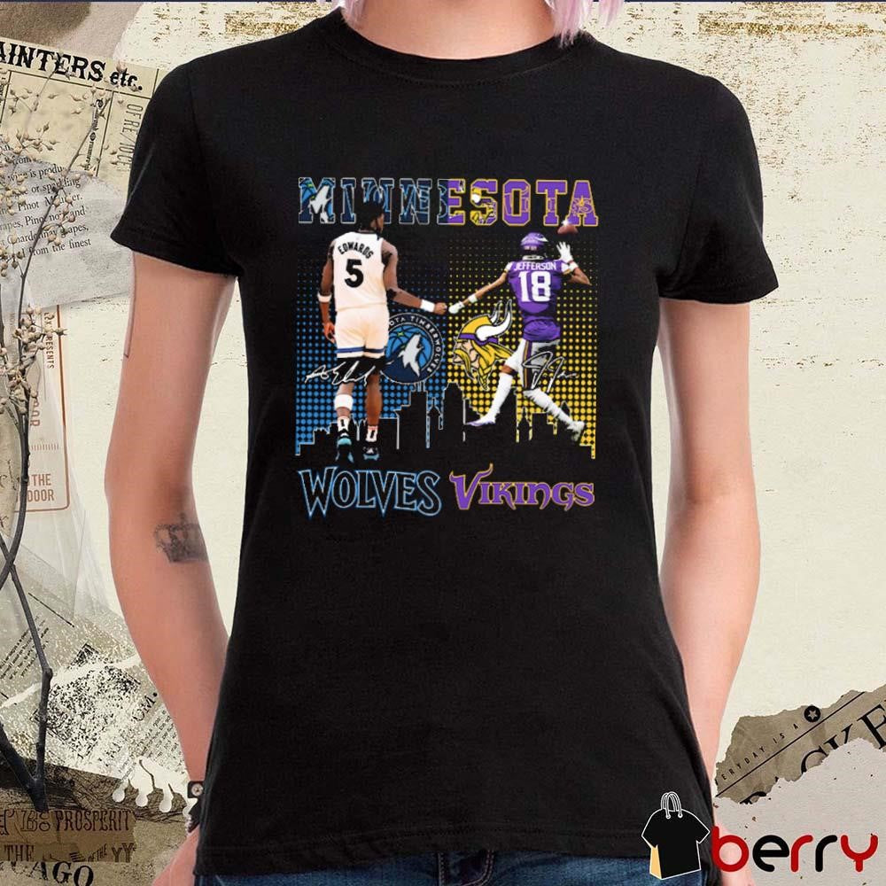 Edwards Minnesota Timberwolves x Jefferson Minnesota Vikings Signatures t-shirt