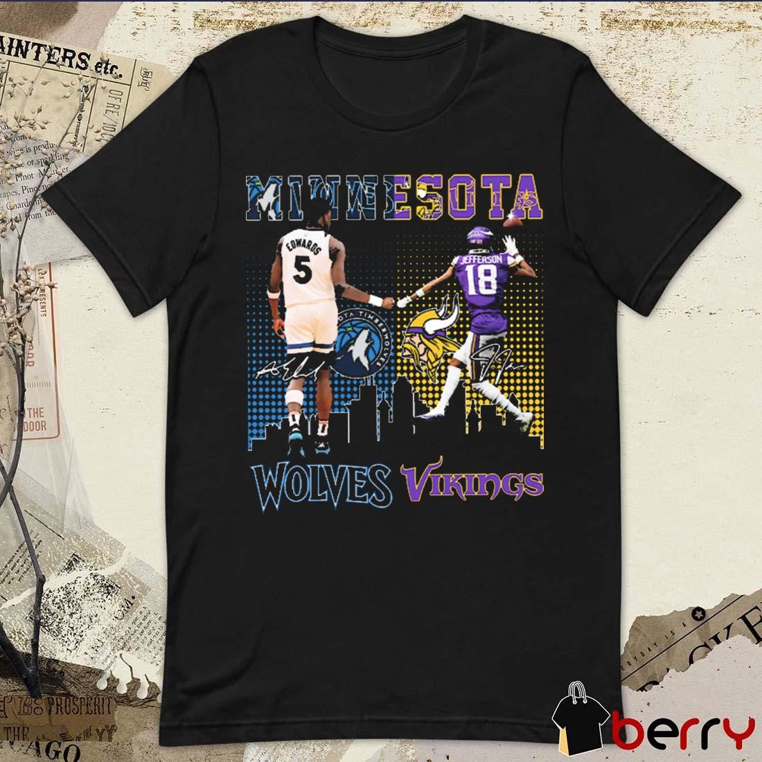 Edwards Minnesota Timberwolves x Jefferson Minnesota Vikings Signatures t-shirt