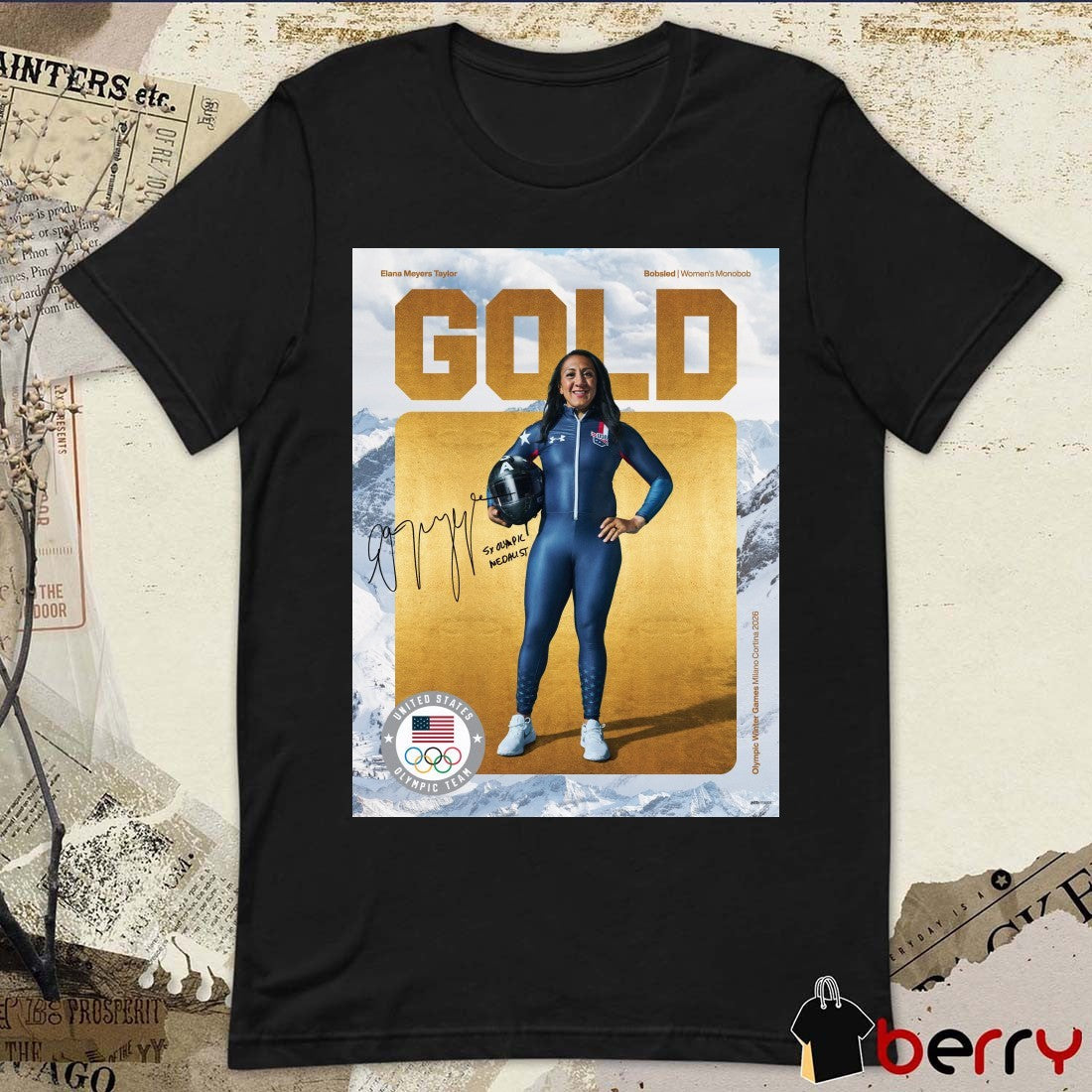 Elana Meyers Taylor Bobsled Women’s Monobob GOLD 5x Olympics Medalist t-shirt