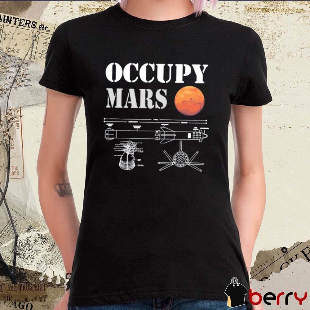 Elon Musk Wearing Occupy Mars Starship Rocket t-shirt