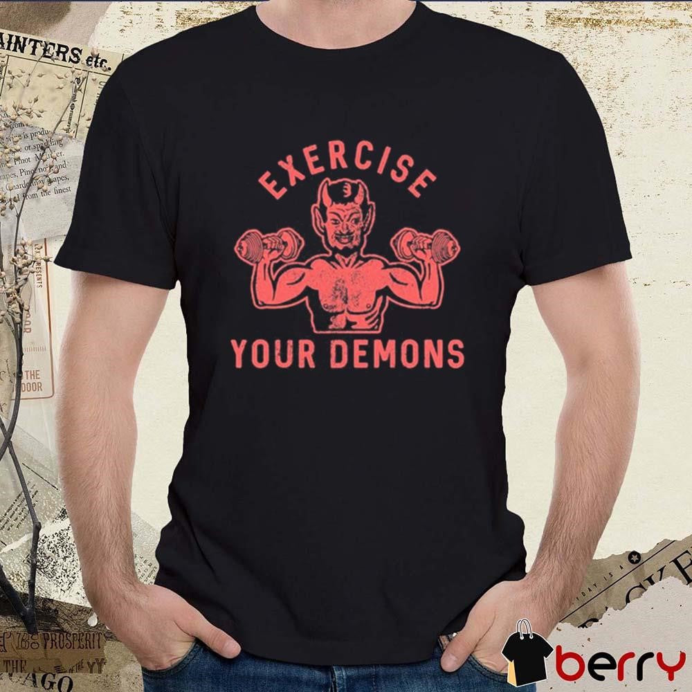 Ethan Buck Wearing Exercise Your Demons Devil t-shirt