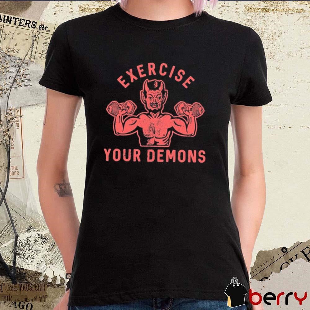 Ethan Buck Wearing Exercise Your Demons Devil t-shirt