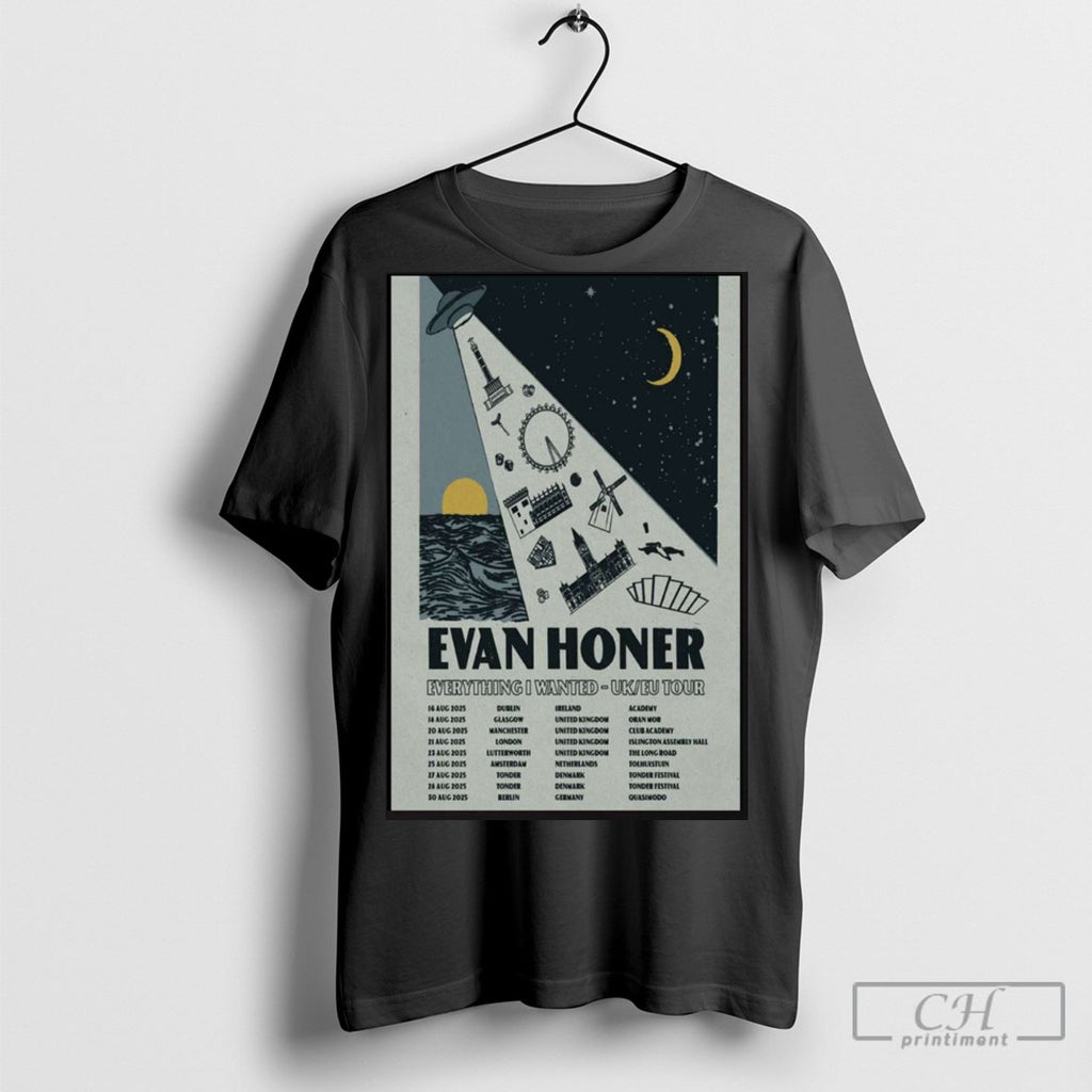 Official Evan Honer Everything I Wanted Uk Eu Tour August 2025 T Shirt