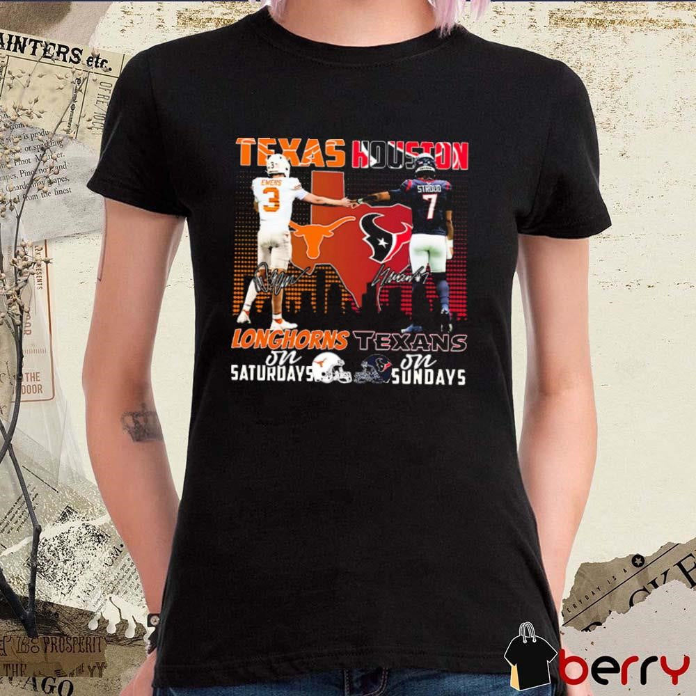 Ewers Stroud Texas Longhorns On Saturdays vs Houston Texans On Sundays Signatures t-shirt