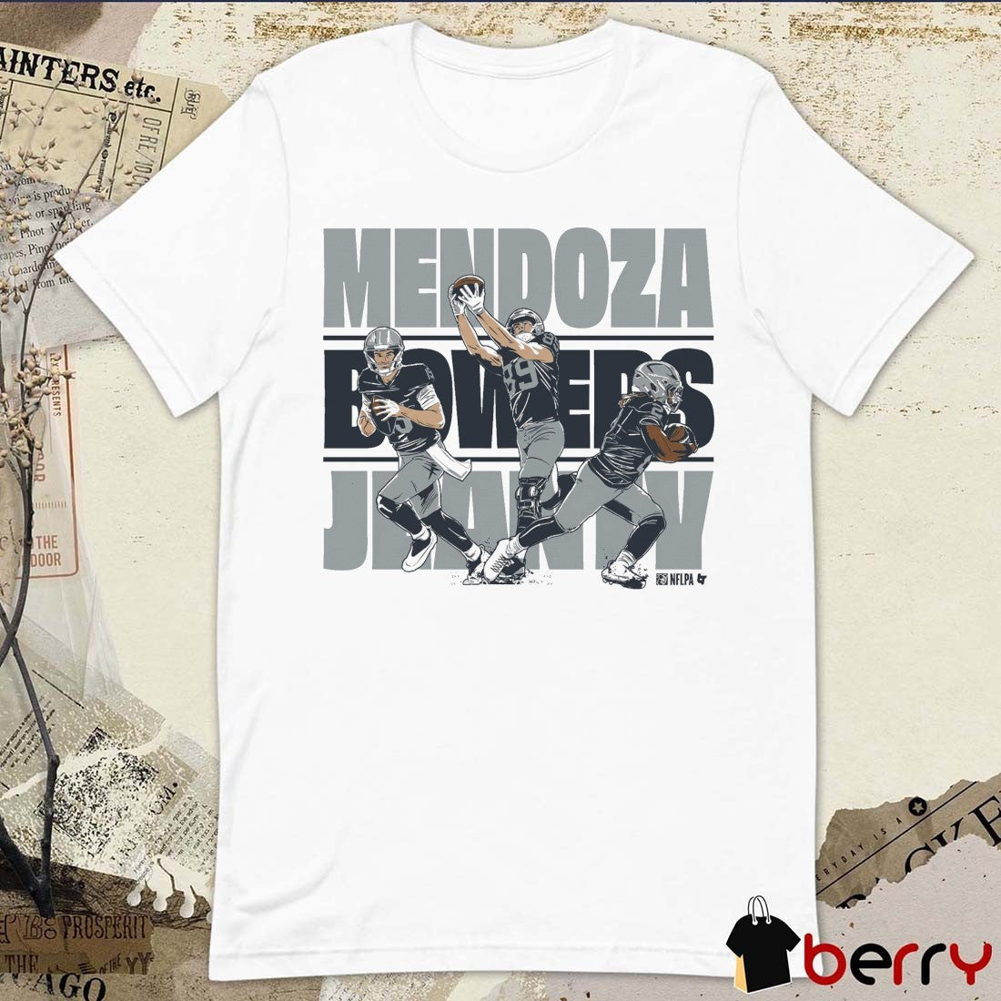 Fernando Mendoza, Ashton Jeanty and Brock Bowers Vegas Trio Las Vegas Raiders NFL Draft t-shirt