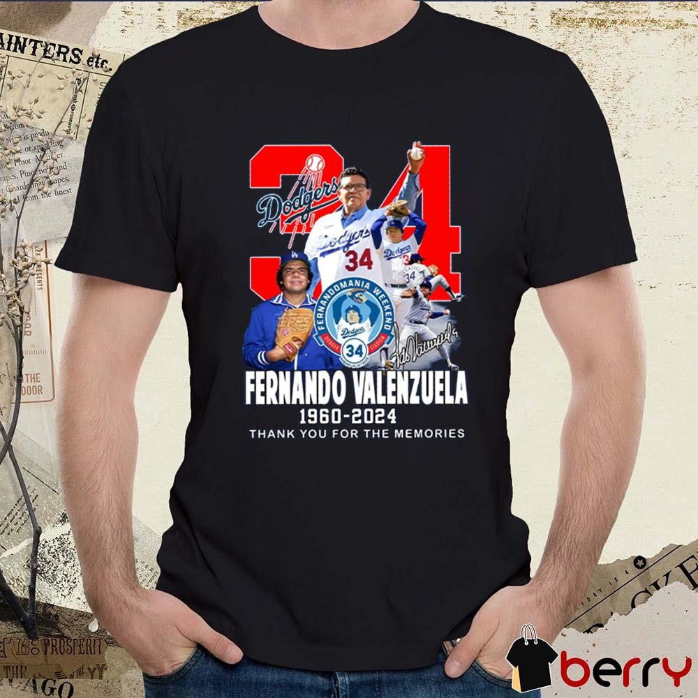 Fernando Valenzuela Los Angeles Dodgers 1960-2024 Thank You For The Memories Signature t-shirt