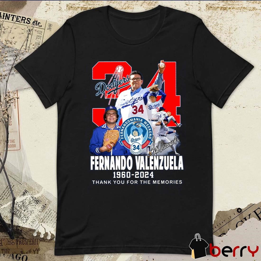 Fernando Valenzuela Los Angeles Dodgers 1960-2024 Thank You For The Memories Signature t-shirt