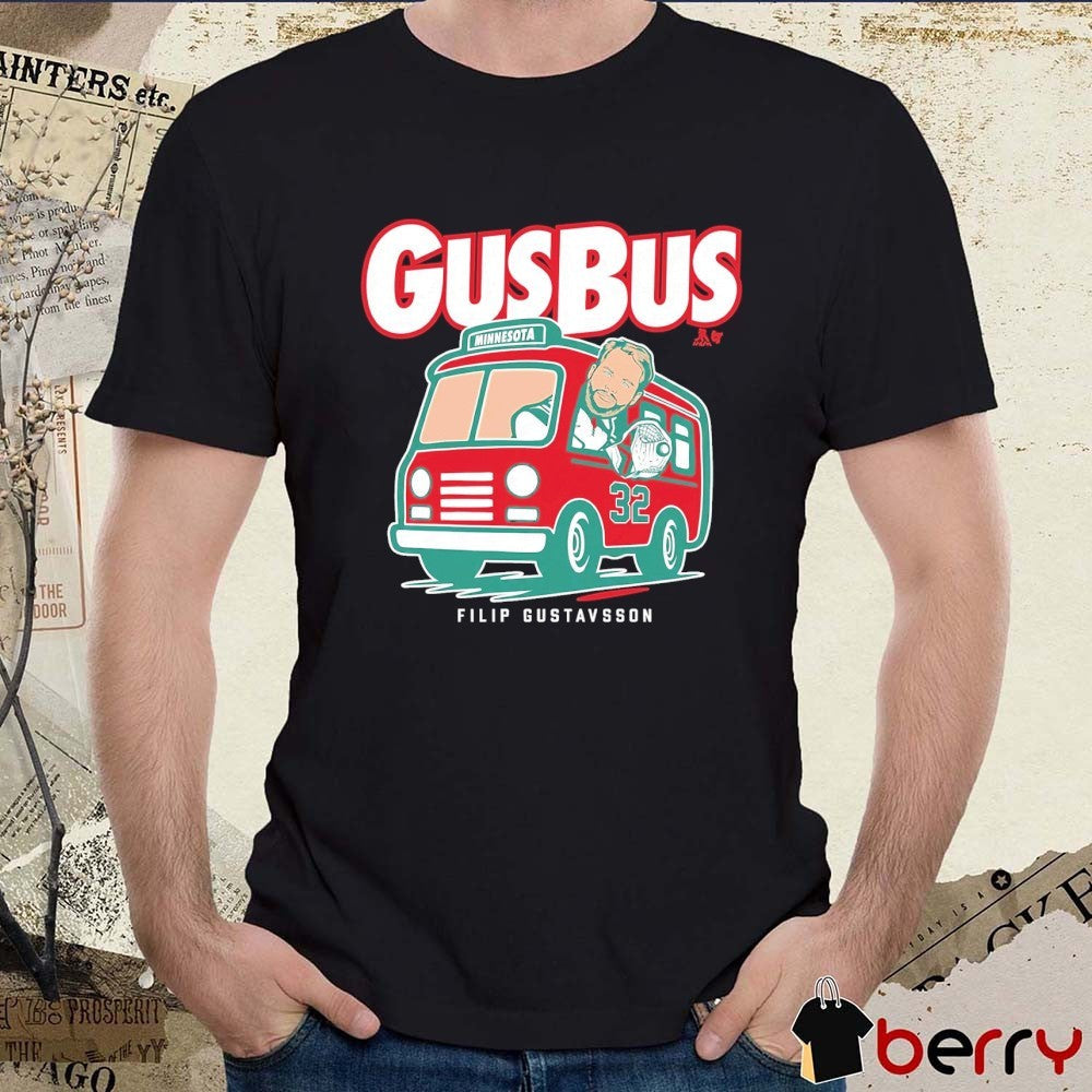 Filip Gustavsson Hop On the Gus Bus Minnesota Wild t-shirt