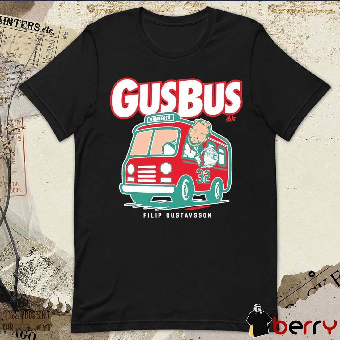 Filip Gustavsson Hop On the Gus Bus Minnesota Wild t-shirt
