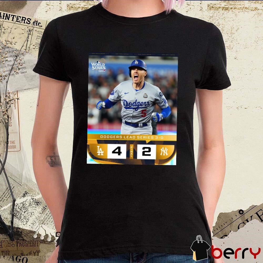 Final Dodgers Lead Series 3-0 Los Angeles Dodgers 4-2 New York Yankees MLB World Series 2024 Poster t-shirt