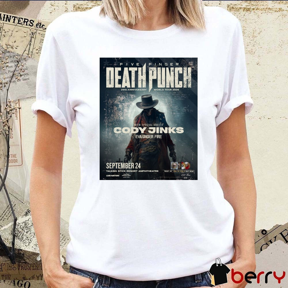 Five Finger Death Punch 20th Anniversary World Tour 2026 September 24 Poster t-shirt