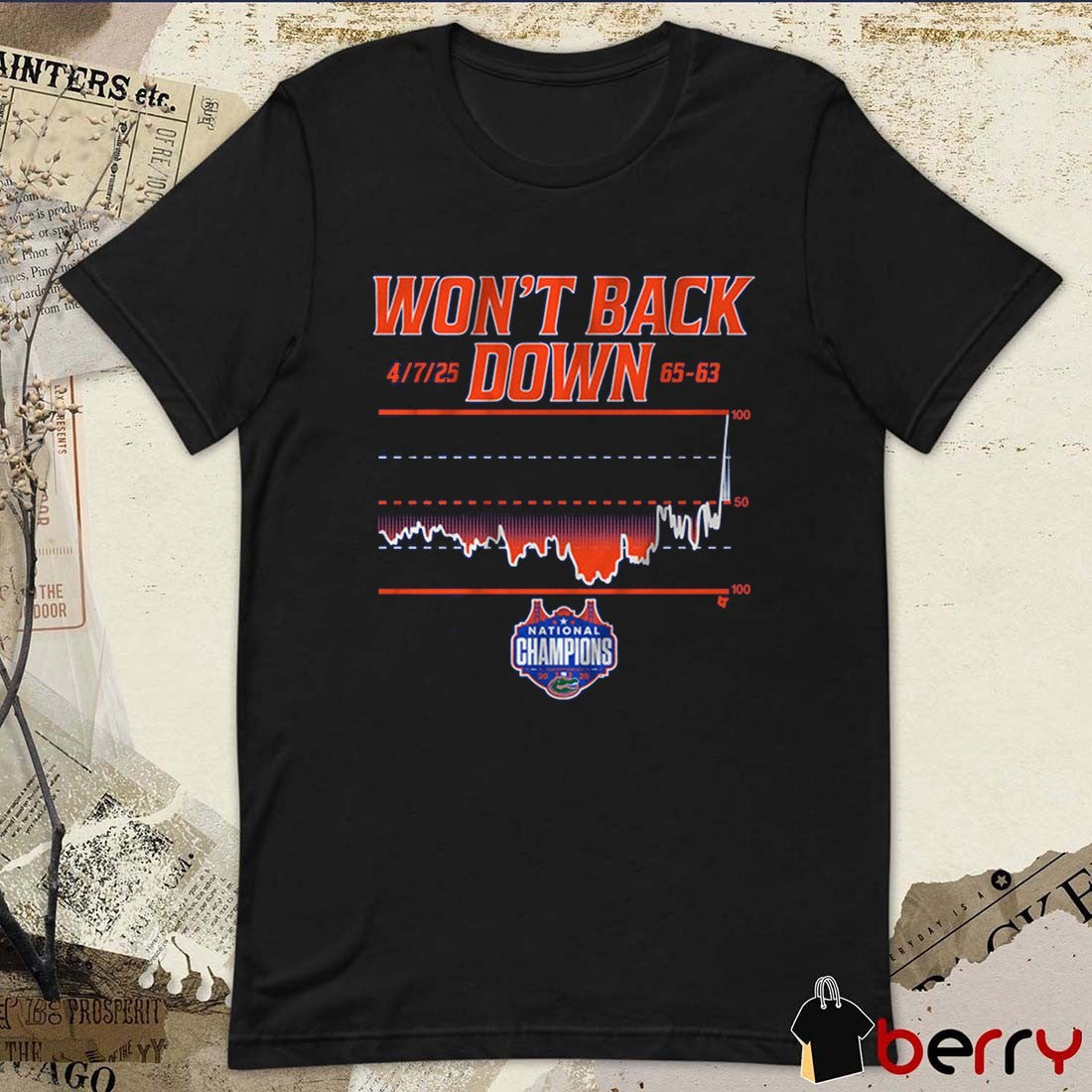 Florida Gators Basketball Won’t Back Down National Champions 4 7 2025 t-shirt