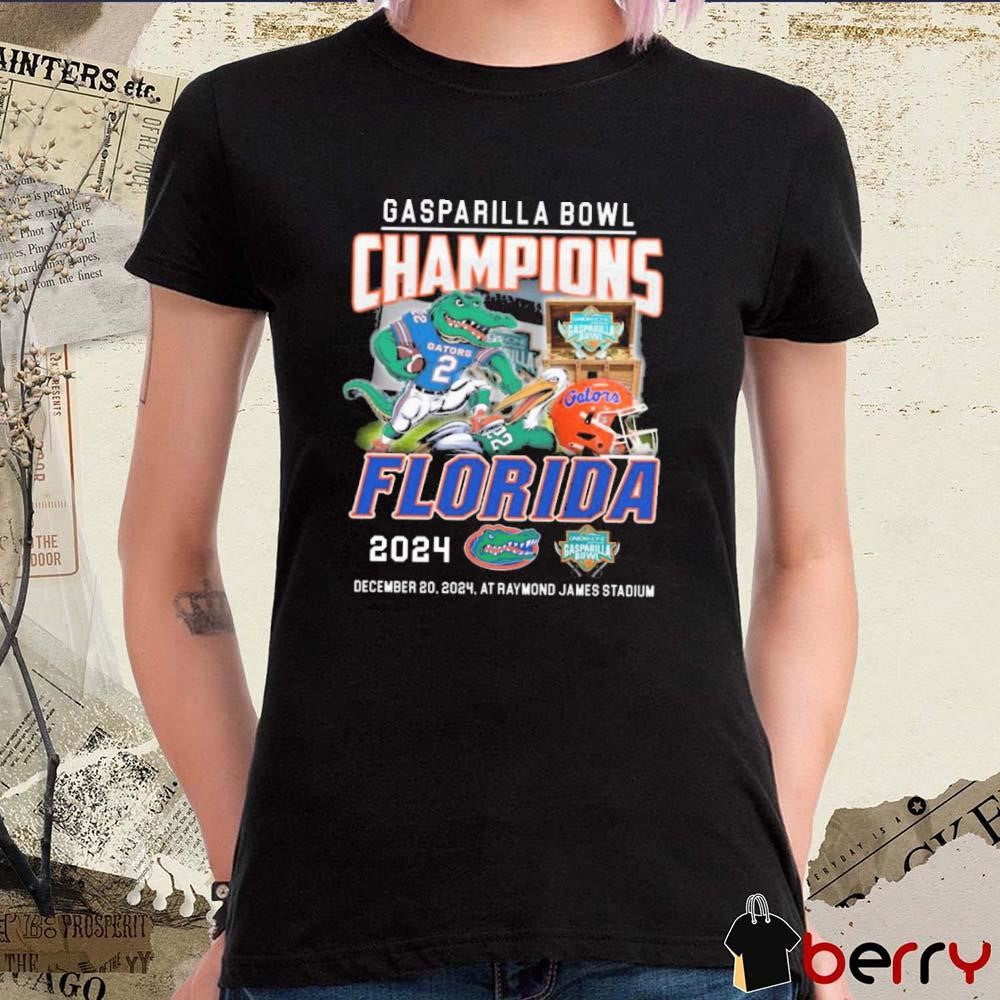 Florida Gators Celebrating The Champions Of Gasparilla Bowl At Raymond James Stadium 2024 Dec 20 Mascot t-shirt