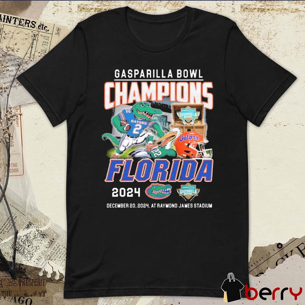 Florida Gators Celebrating The Champions Of Gasparilla Bowl At Raymond James Stadium 2024 Dec 20 Mascot t-shirt