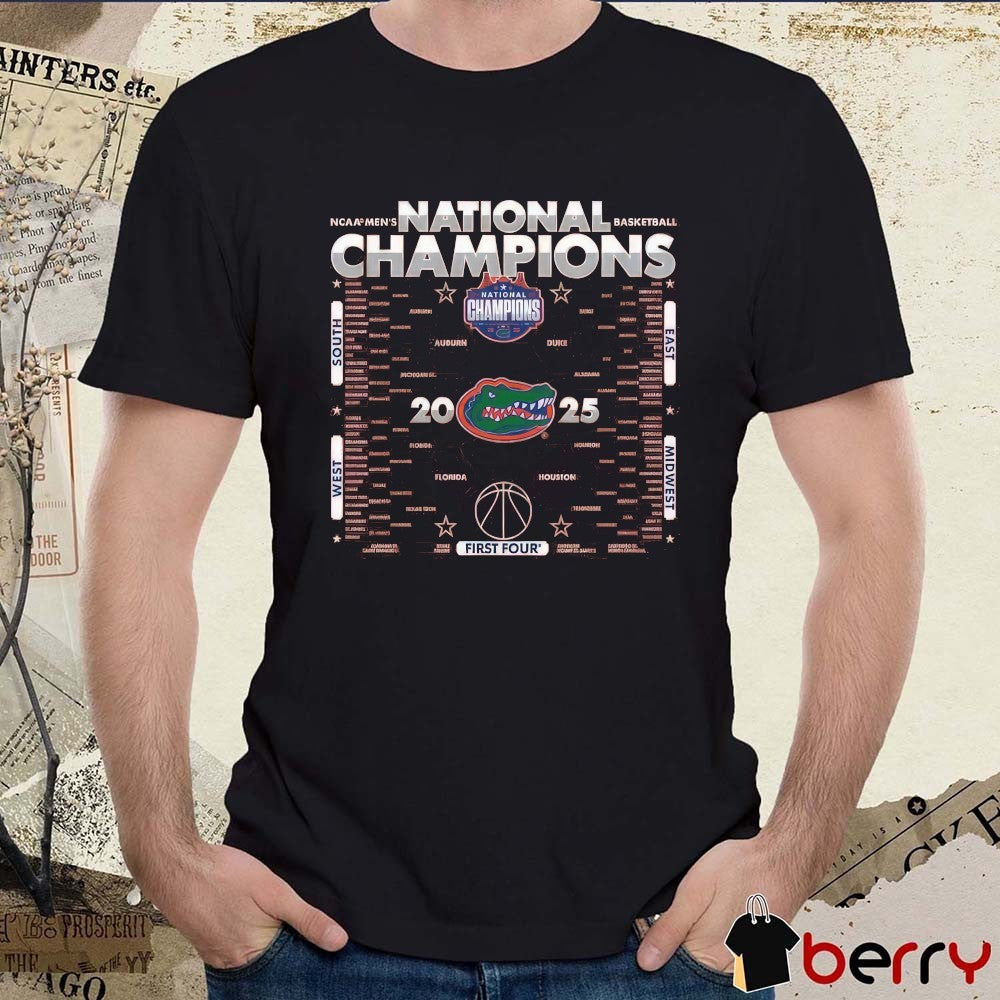 Florida Gators NCAA Men’s Basketball National Champions Bracket First Four 2025 t-shirt