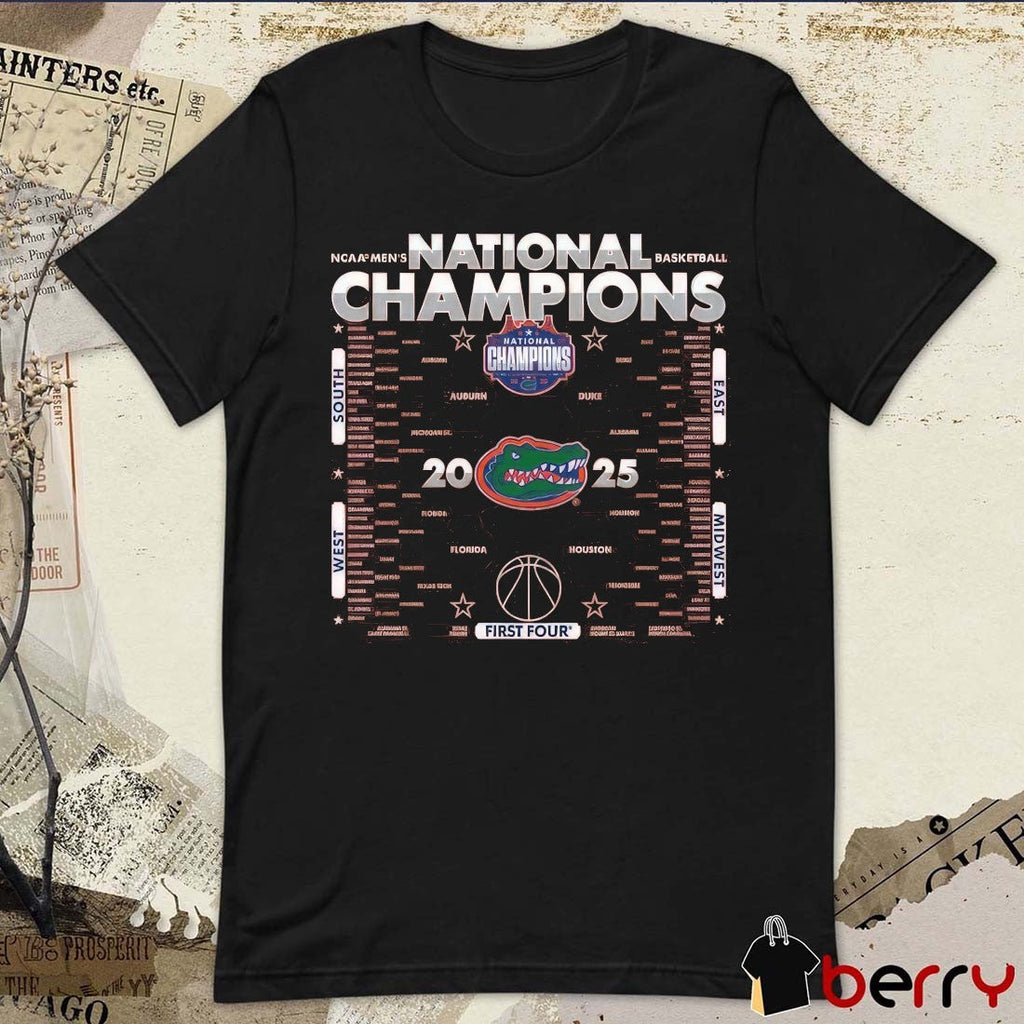 Florida Gators NCAA Men’s Basketball National Champions Bracket First Four 2025 t-shirt