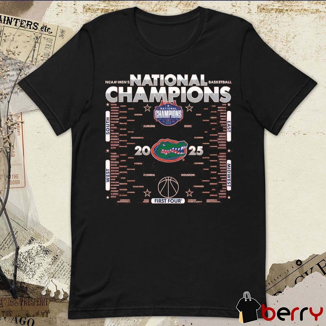 Florida Gators NCAA Men’s Basketball National Champions Bracket First Four 2025 t-shirt