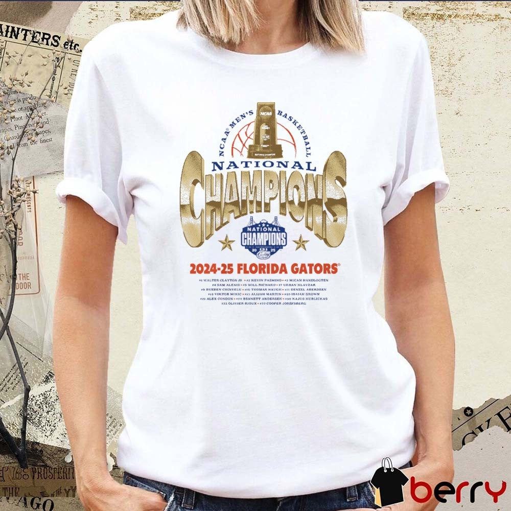 Florida Gators NCAA Men’s Basketball National Champions Gold 2024-2025 Walter Clayton Jr. Kevin Pazmino t-shirt
