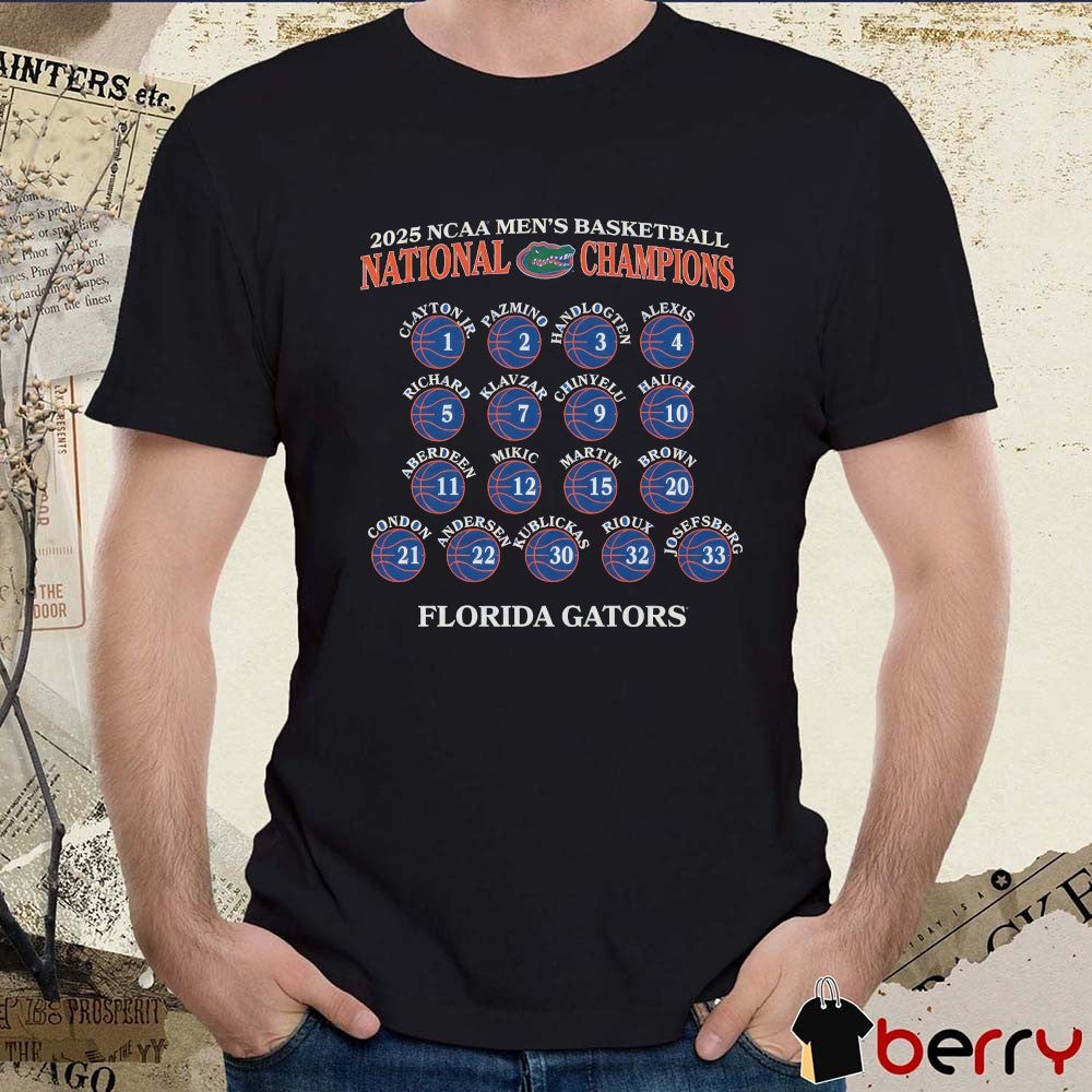Florida Gators NCAA Men’s Basketball National Champions Net Clayton Jr Pazmino Handlogten 2025 t-shirt