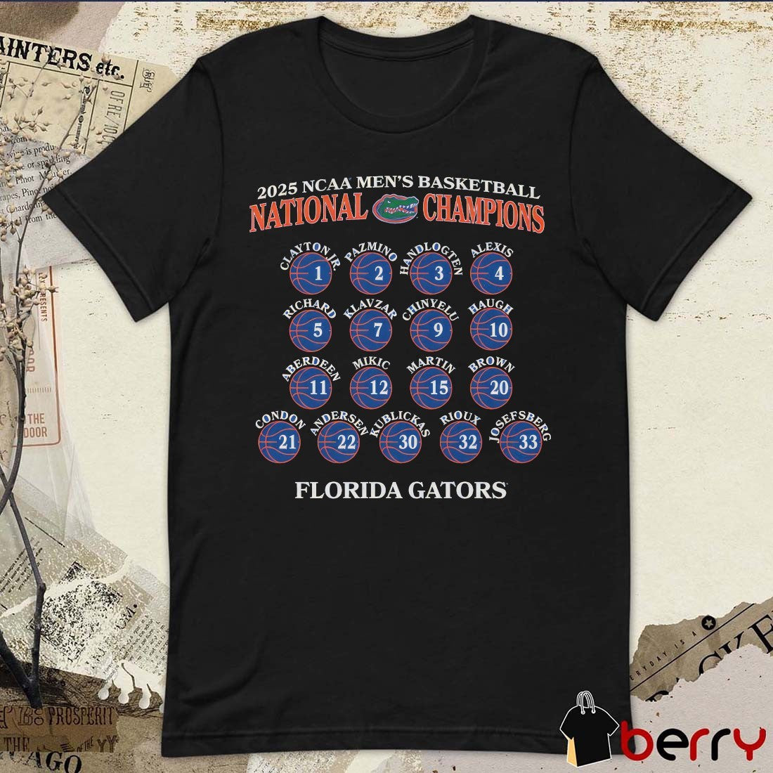 Florida Gators NCAA Men’s Basketball National Champions Net Clayton Jr Pazmino Handlogten 2025 t-shirt