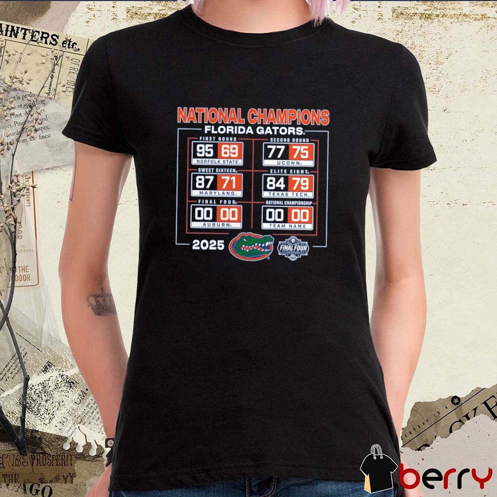 Florida Gators NCAA Men’s Basketball National Champions Schedule Win Houston Cougars Team Name Score 2025 t-shirt