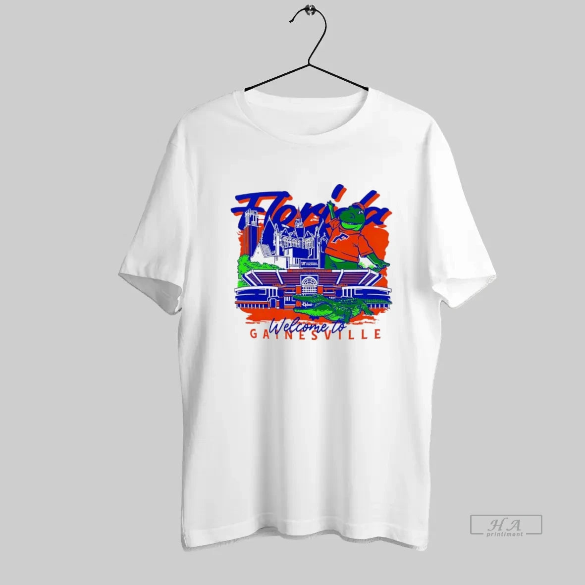 Official Florida Gators Football Welcome To Gainesville Hand Drawn Campus Masot
