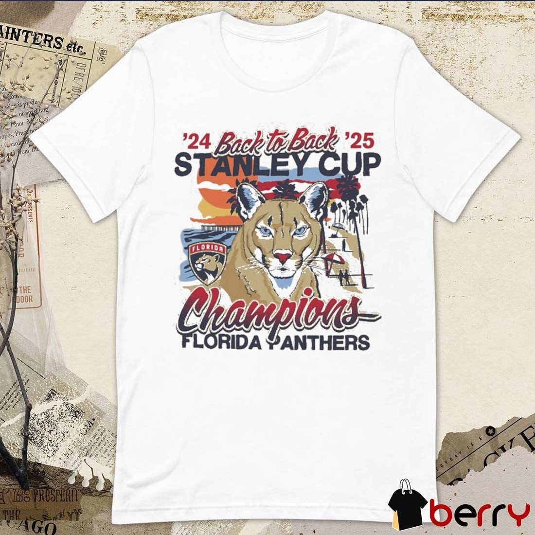 Florida Panthers Back-to-Back Stanley Cup Champions Florida Sunset 2024-2025 t-shirt