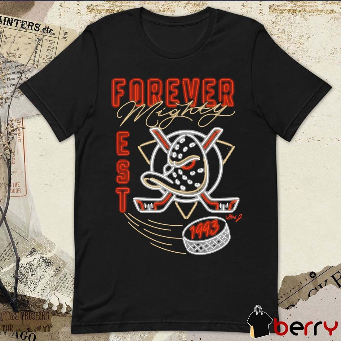 Forever Mighty Neon Est 1993 Anaheim Ducks NHL Signature t-shirt