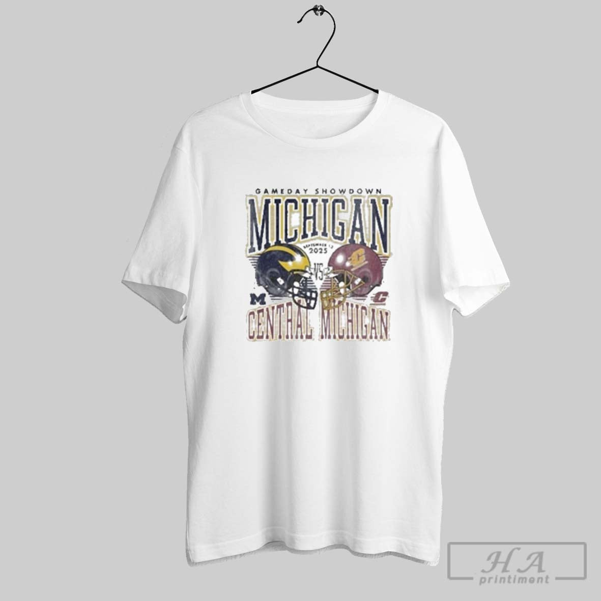 Official Gameday 2025 Michigan Vs Central Michigan Helmet