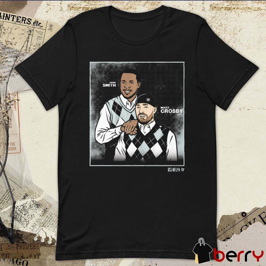 Geno Smith and Maxx Crosby Family Portrait Las Vegas Raiders NFL Painting t-shirt