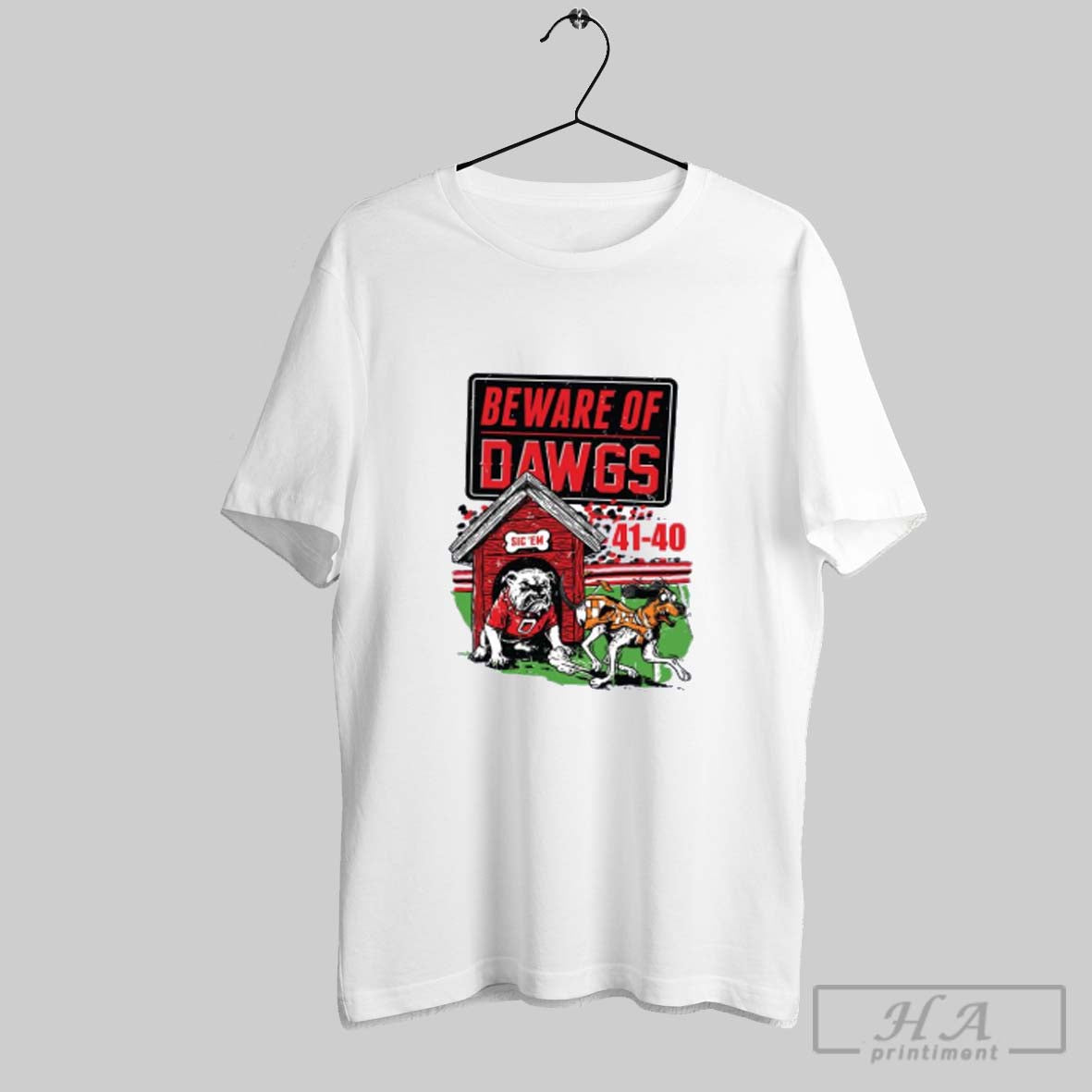 Official Georgia Bulldogs Beware Of Dawgs Sic Em Tennessee Volunteers 44 41 Score Shirt