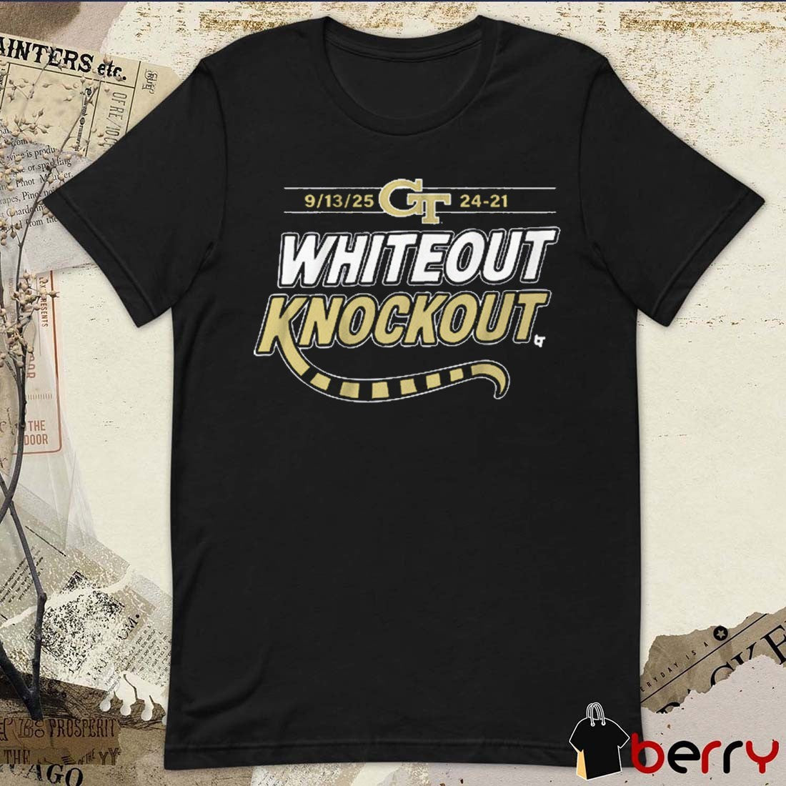 Georgia Tech Yellow Jackets Football Whiteout Knockout September 13 2025 24-21 t-shirt