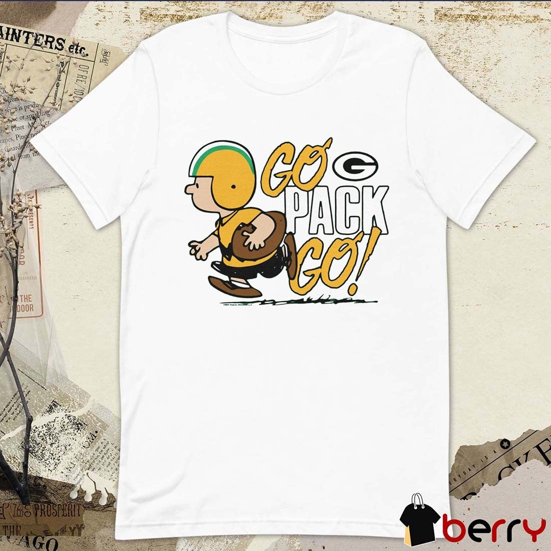 Green Bay Packers NFL Football Homage Peanuts Go Pack Go Painting t-shirt