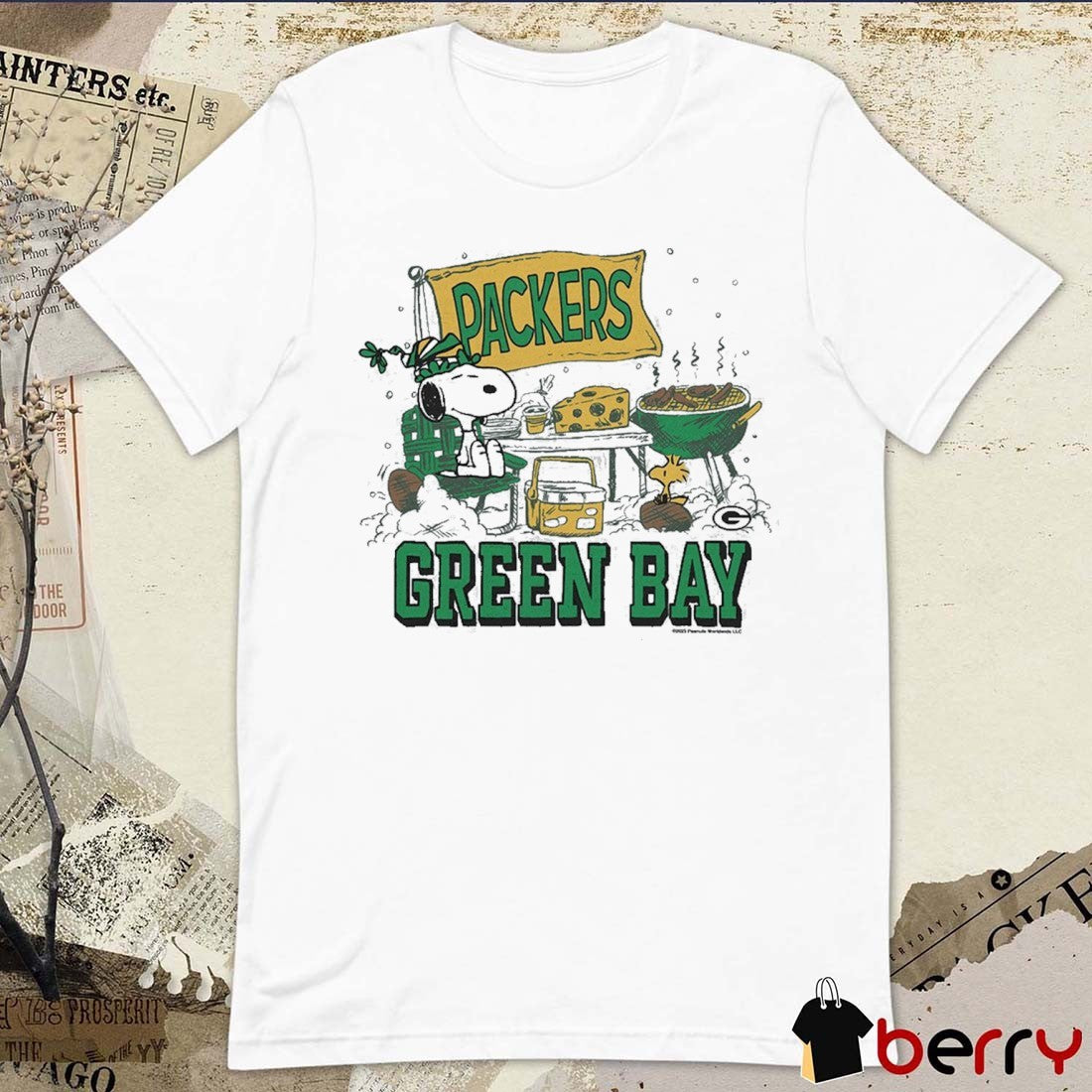 Green Bay Packers NFL Football Homage Peanuts Tailgate Painting t-shirt