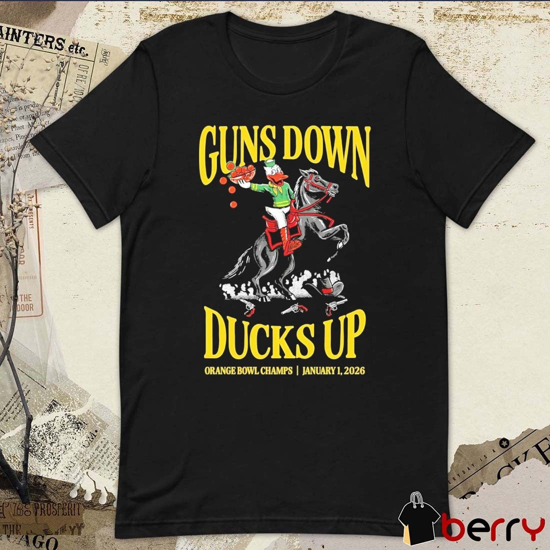 Guns Down Ducks Up Orange Bowl Champs 2026 Oregon Ducks Win Texas Tech Red Raiders t-shirt