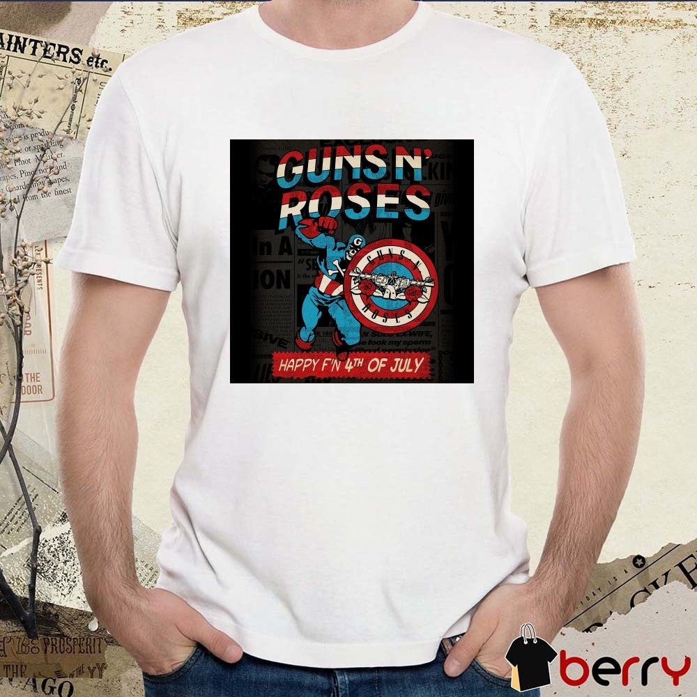 Guns N’ Roses Happy 4th of July 2025 Captain America Inspired Art Poster t-shirt