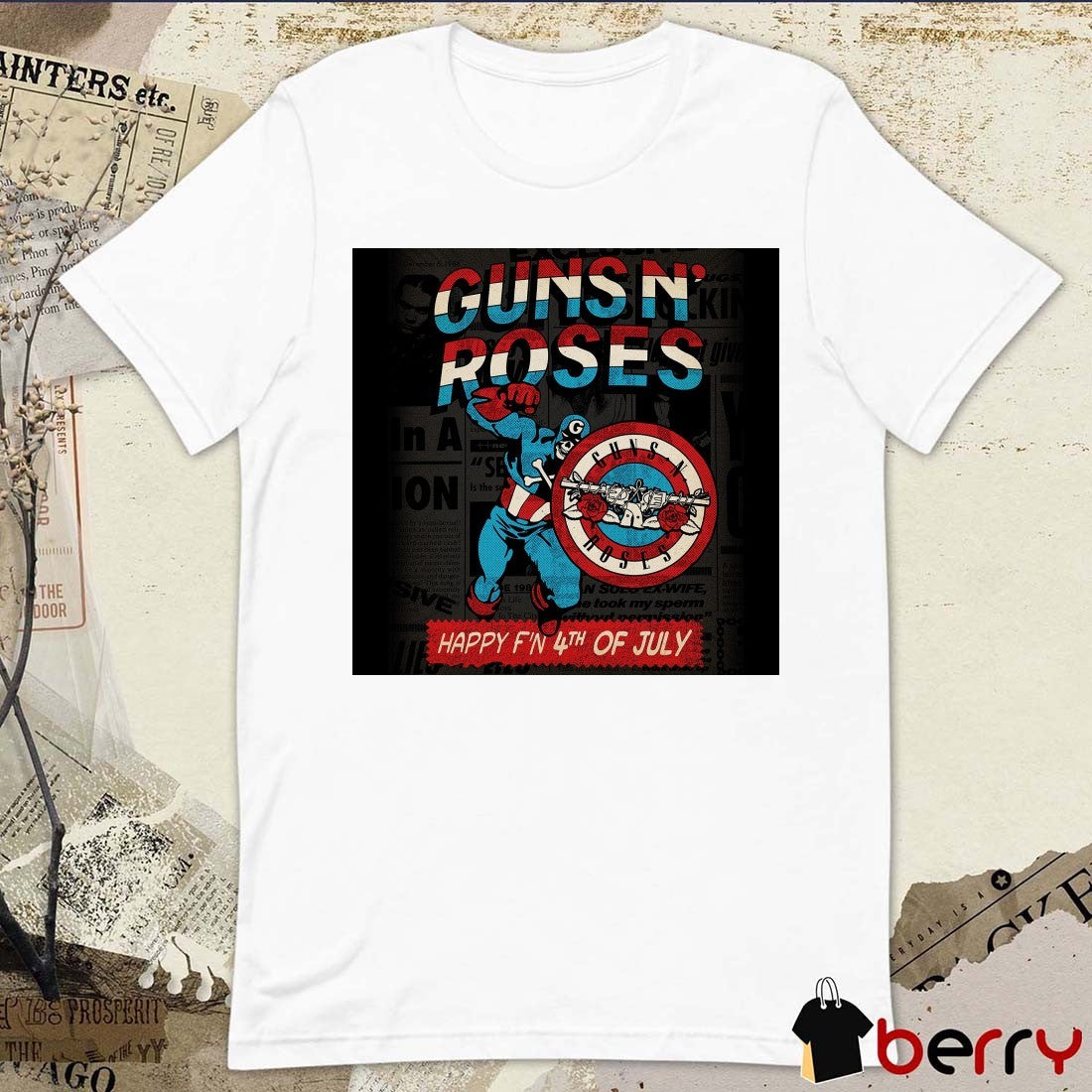 Guns N’ Roses Happy 4th of July 2025 Captain America Inspired Art Poster t-shirt