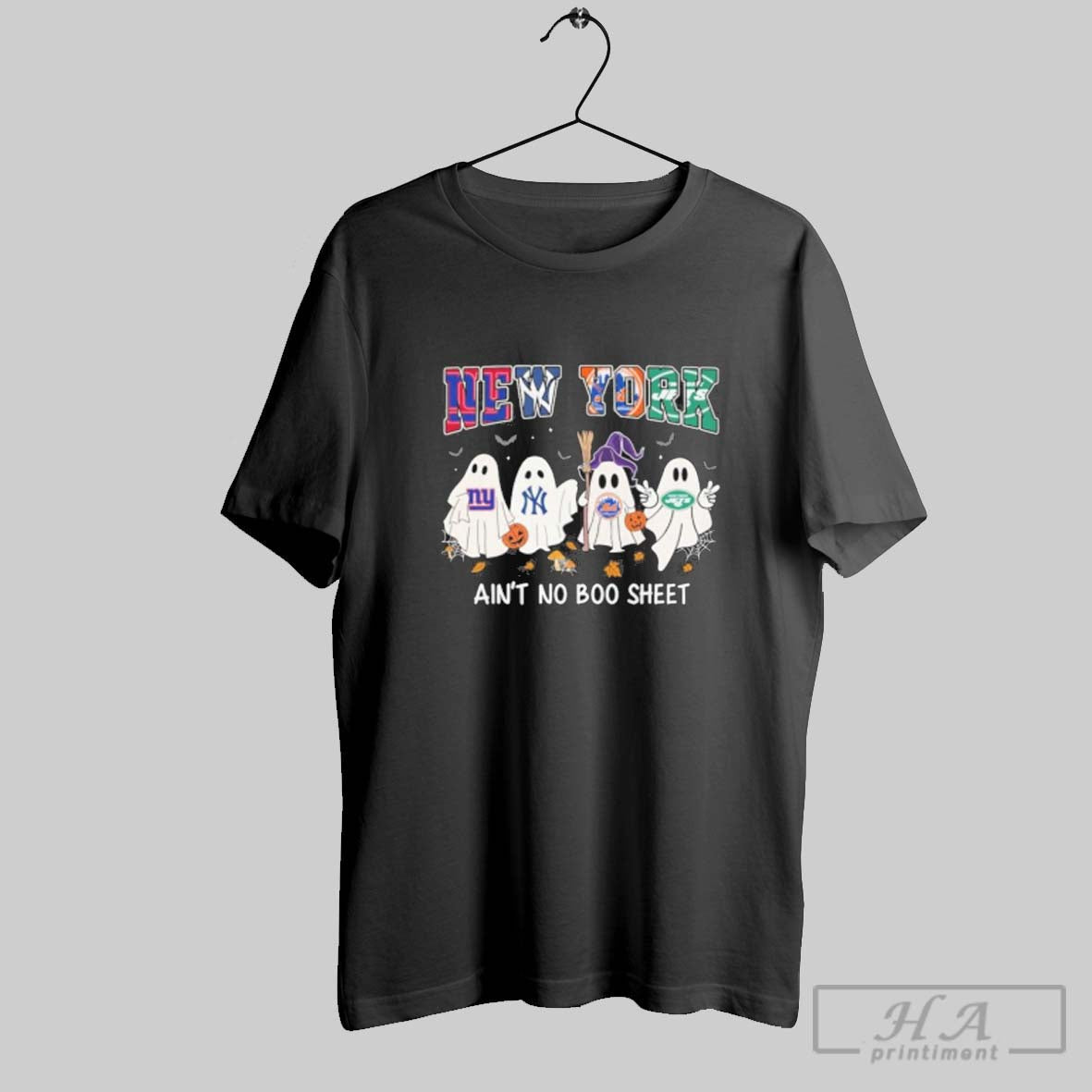 Official Halloween New York Sports Teams Aint No Boo Sheet Shirt