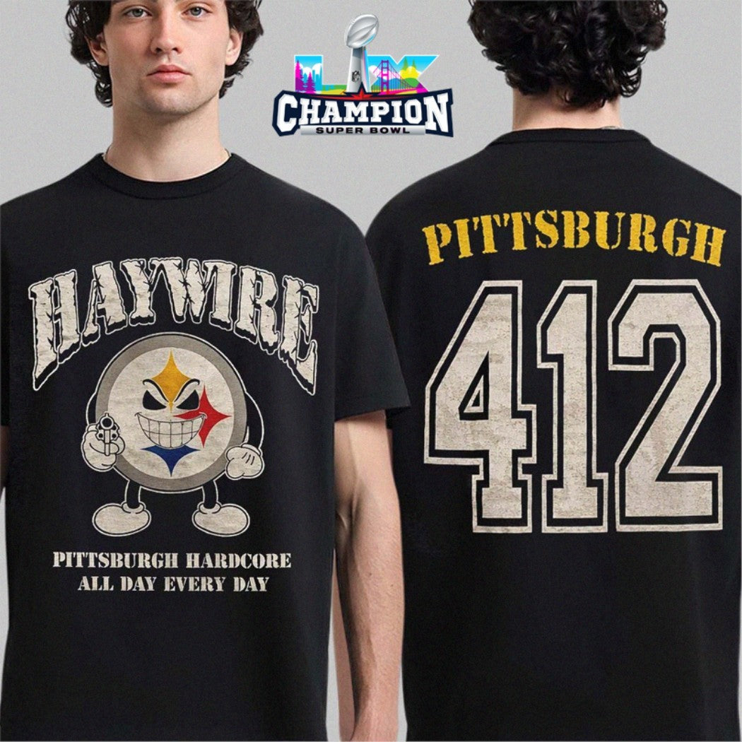 Haywire X Pittsburgh Steelers Hardcore All Day Everyday 412 T-Shirts