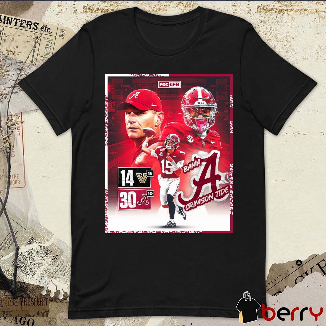 Head Coach Kalen DeBoer and Jalen Milroe Alabama Crimson Tide defeated Vanderbilt 30 – 14 Score Poster t-shirt