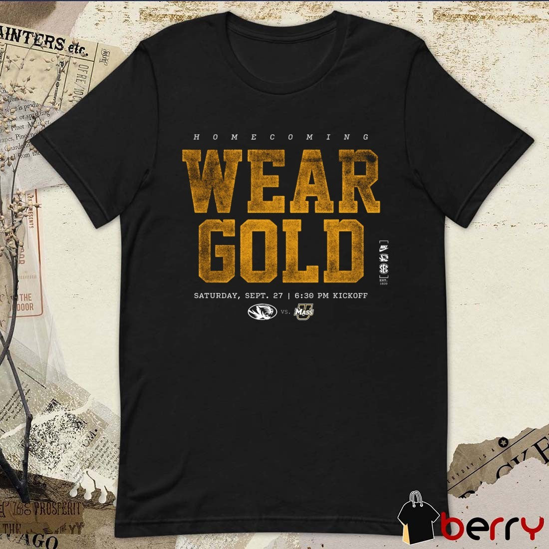 Home Coming Wear Gold Saturday, Sept. 27 Missouri Tigers Vs UMass t-shirt