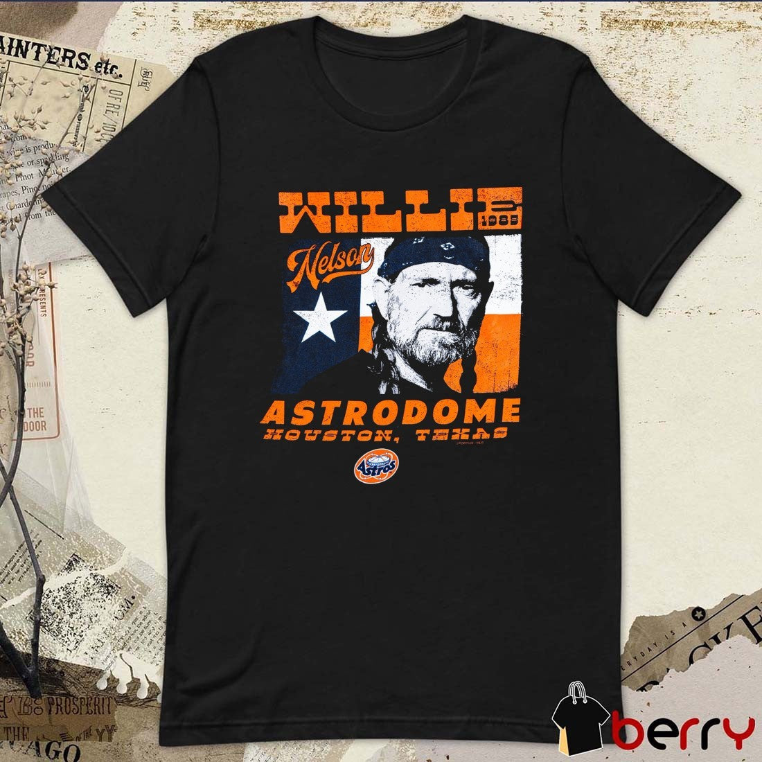 Houston Astros MLB Willie Nelson Astrodome 1985 Houston Texas Graphic t-shirt