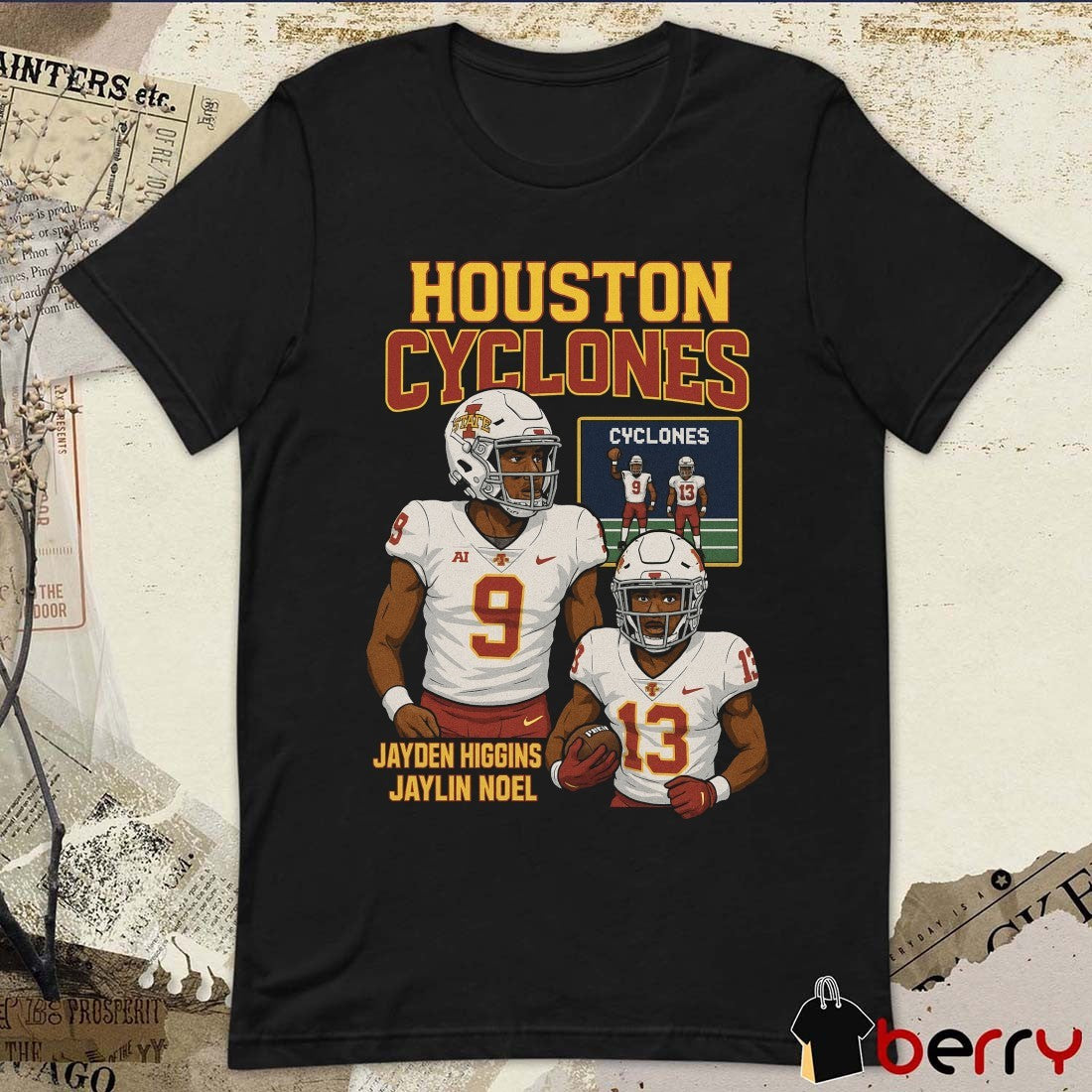 Houston Cyclones Jayden Higgins And Jaylin Noel 2025 NFL Draft Caricatures t-shirt