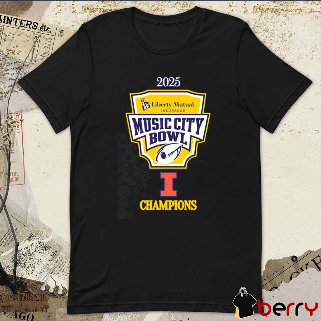 Illinois Fighting Illini 2025 Liberty Mutual Insurance Music City Bowl Champions t-shirt